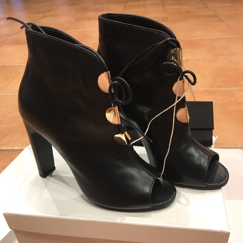 Armani black leather booties size 7
